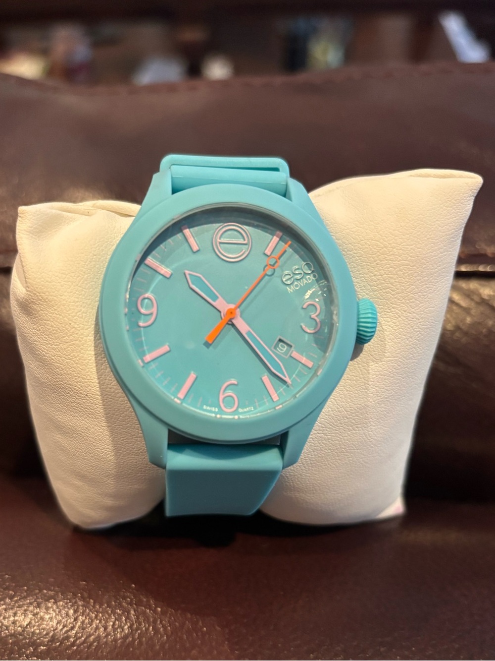 Movado Turquoise and Orange Silicone Watch